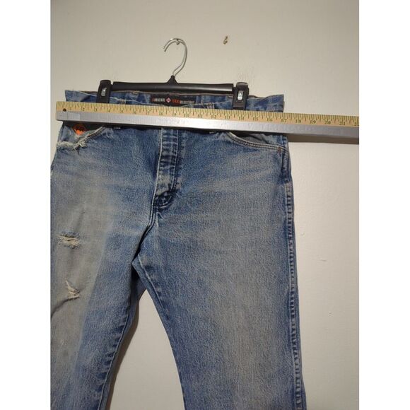 Wrangler Fr Jeans Mens 34X29* Blue Medium Wash Denim American Workwear FR13MWZ - Picture 10 of 14